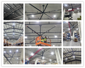 Ventilateurs de plafond industriels Keystone FJDA-5 HVLS 24 pieds, entraînement direct PMSM, 220V/380V AC, pales en alliage d'aluminium, garantie 3 ans - Product Image 5