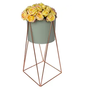 Decorative indoor plants metal flowers pots tin with detachable metal stand for living room kitchen office