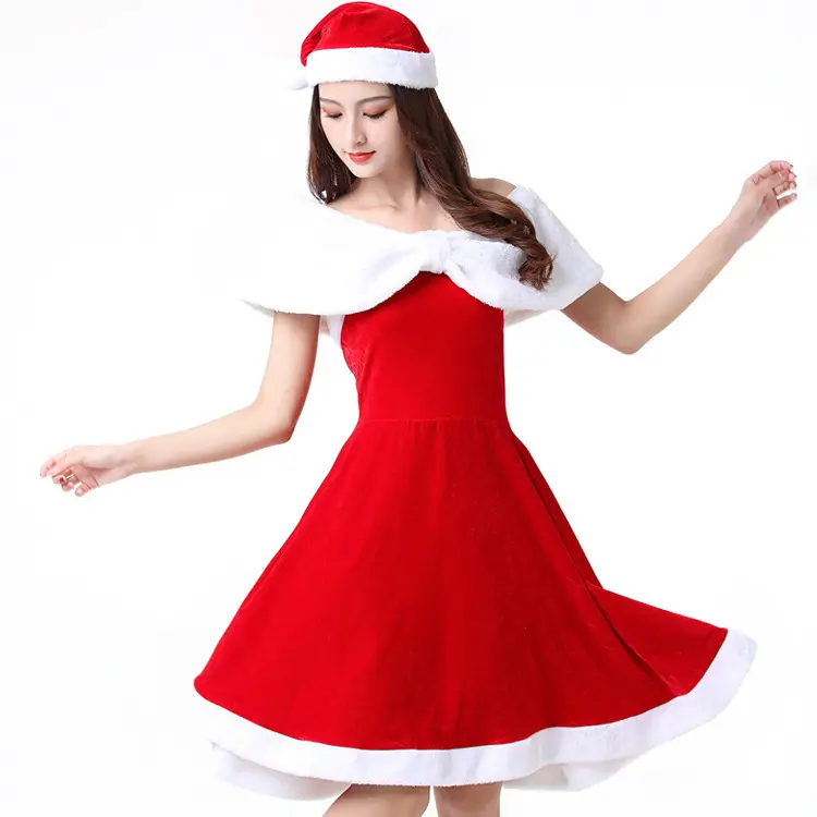 女性サンタクロースクリスマスコスチュームクリスマスパーティーコスプレファンシードレスジャンプスーツ女性コスチュームファンシードレス