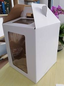 Portador de pasteles desechable con ventana 10 12 14 16 pulgadas, cajas de pastel altas con mango, caja de pastel de boda de cumpleaños de <span class=keywords><strong>2</strong></span> niveles de calidad fuerte - Product Image 4