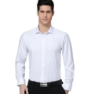 Camicie da ufficio da uomo abito da lavoro a maniche lunghe da uomo in fibra di bambù che dimagrisce abiti da lavoro professionali camicia da sera personalizzata