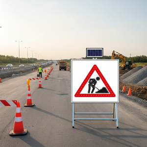 Solar Road Construction Sign 100 X 10 cm High-Intensity Retroreflective PC-Reflective ASTM D 4956-11a Type I Construction Area - Product Image 5