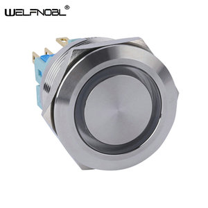 สวิตช์เลือกกุญแจแบบสัมผัสหมุนได้ขนาดเล็ก,หัวกลมแบน1NO1NC ปุ่มเรืองแสง LED โลหะ25มม. สวิตช์เลือกปุ่มแบบพิเศษ - Product Image 2