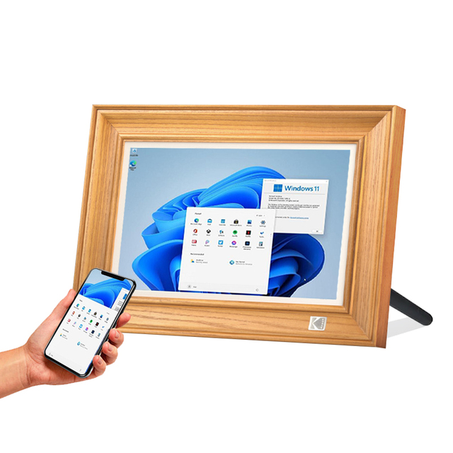 Digital Indoor LCD Photo Frame with Clock WiFi Wood Frame 10-15 Inch Send Pictures & Videos