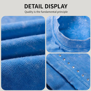 เสื้อยืดโอเวอร์ไซส์ OEM ล้างสีแบบแอซิด 260GSM ผ้าฝ้าย 100% คุณภาพสูง สไตล์วินเทจ ประดับเพชรเทียม เสื้อผ้าสตรีทแวร์ ขายส่งสำหรับผู้ชาย - Product Image 5
