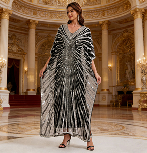 Robe Kaftan Élégante et Tendance, Vêtement Islamique Perlé et Pailleté à Manches Chauve-Souris, Abaya de Dubaï, Robes de Soirée Luxueuses pour Fêtes et Mariages - Product Image 2