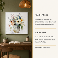 Peinture murale sur toile de bouquet de fleurs romantique impressionniste à l'aquarelle, nature morte florale pour chambre à coucher, cadeau de décoration