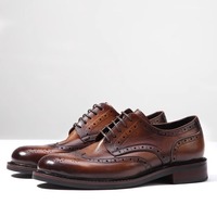 Nouveautés 2026 – Chaussures de mariage vintage pour homme en cuir véritable souple, motif brogue, fabriquées à la main, collection automne