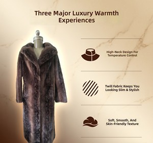 New Slim <strong>Winter</strong> <strong>Long</strong> Sleeve Faux Fur Natural Color Eco-Friendly <strong>Womens</strong> Medium-Length Overcoat With Pockets - Product Image 1