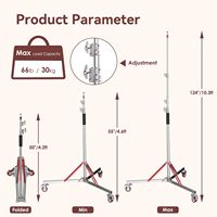 Support de lumière robuste avec roues Support de trépied réglable en acier inoxydable 100% 3m 10 pieds C Trépied pour PHOTO VIDEO LIGHT