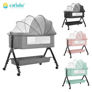 <span class=keywords><strong>Lit</strong></span> bébé en métal personnalisé en usine, berceau bébé, hauteur réglable avec moustiquaire, panier de rangement, roues pour chambre à coucher, hôpital - Product Image 2