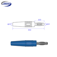 Connecteur Électrique JZDZ Prise Banane 3mm Adaptateur en Cuivre PVC Nickelé 30Vac-60Vdc/Max.10A J.10008