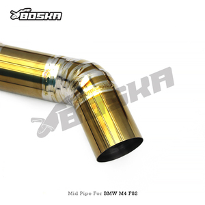 Tubo de Escape de Longitud Igual Personalizado para BMW M3/M4 F80/F82 3.0T 2015-2019, Tubo Central Boska de Titanio Dorado con Resonador - Product Image 5