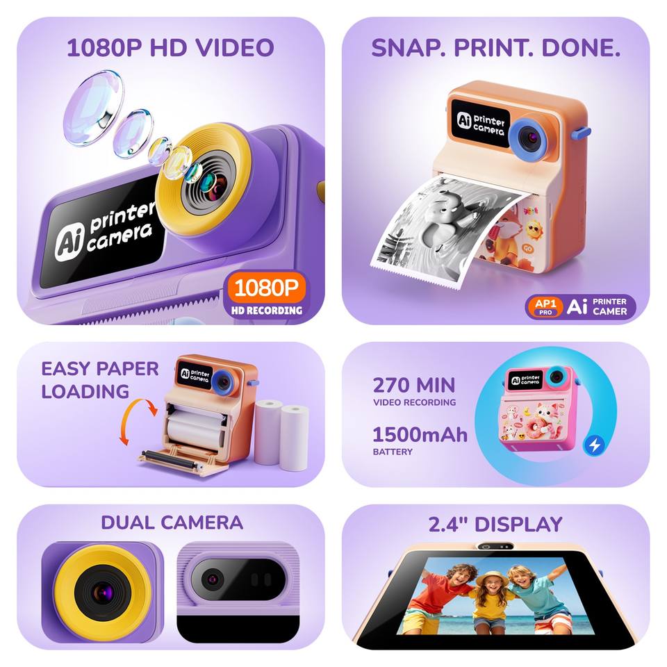 20206 AI Instant Print Camera Kids Photo Toy Camera With Screen ...