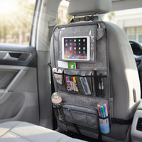 Organisateur de rangement pliable et durable en polyester multi-poches pour dossier de siège de voiture, avec support pour tablette enfant et compartiments pour boissons