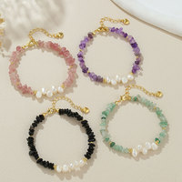 Bracelet en or polyvalent avec perles de culture d'eau douce naturelles irrégulières à trois-sept trous, cristaux et perles de jade, style baroque, vente en gros