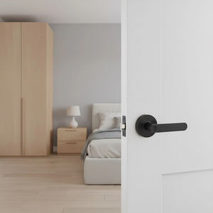 סגסוגת אבץ מודרני מבנה תלת-בר שחור ידית מלון דירה חדר שינה דמה דמה פרטיות דלת ידית מנעול קל - Product Image 1