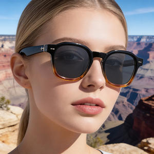 Lunettes de soleil carrées pour hommes ZT-99301, protection UV400, monture en plastique et métal, verres PC, noir et gris, pour e-commerce transfrontalier - Product Image 1