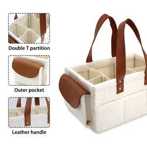 New Material Teddy Velvet Diaper Caddy White Color Foldable Baby Diaper Caddy Organizer For Travel Mummy Baby Nappy Bag