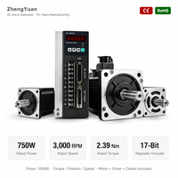Kit de Motor Servo AC de 750W con Controlador, Codificador de 17 Bits, 220V Monofásico, 3000 RPM, Brida de 80mm, IE4 para Equipos de Automatización