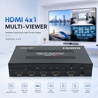 Divisor HDMI 4x1 4K Multi-Viewer con Pantalla Cuádruple, Conmutador de Audio con Control Remoto IR