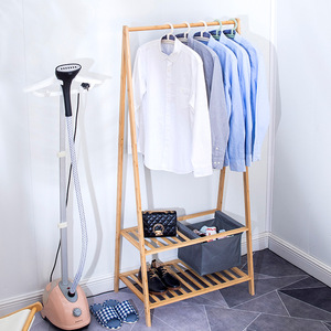 Perchero de bambú simple con estante de almacenamiento para dormitorio, organizador de ropa portátil para interiores, perchero de madera maciza - Product Image 2