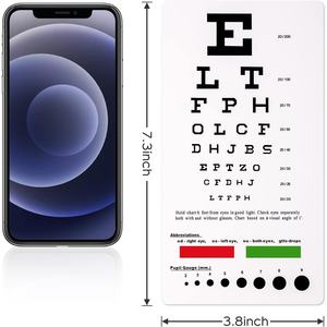 Tabla optométrica Tamaño de bolsillo Herramienta de medición de agudeza visual de <span class=keywords><strong>6</strong></span> pies con regla y medidor de pupila para médicos Estudiantes Familias - Product Image 5