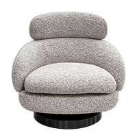 Fauteuil pivotant moderne en bouclette - Design italien, fauteuil lounge rond avec base en métal pour salon de luxe et hall d'hôtel