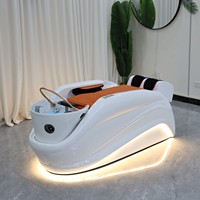 Lit de lavage de cheveux électrique pour salon de coiffure avec circulation d'eau, design moderne, bassin en céramique durable, grande taille, lit de massage pour le lavage des cheveux