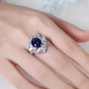 Bague MUSHAN personnalisée en argent sterling 925 avec émeraude bleue de laboratoire taille marquise, plaquée or 18 carats, pour femme, idéale pour un anniversaire ou comme bague de mariage. - Product Image 2