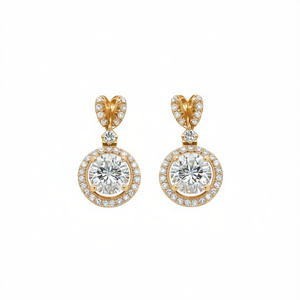 Orecchini Pendenti a Forma di Cuore con Grandi Cristalli per Donne, Eleganti Accessori per Uso Quotidiano e Feste - Product Image 1