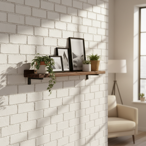 Mensola a Muro Senza Foratura, in Legno Massello di Noce Nero, Ripiani Dritti, Scaffale Moderno per Esposizione, Porta Spezie per <span class=keywords><strong>Soggiorno</strong></span> - Product Image 4