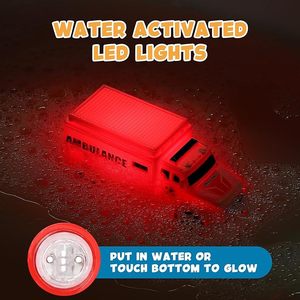 Jouets de bain lumineux pour voiture, lot de 4 jouets lumineux activés par l'eau, véhicules aquatiques flottants sans trou pour tout-petits et bébés, jouets de bain pour des heures sans fin - Product Image 2