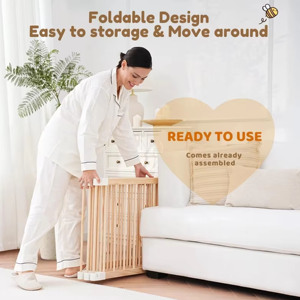 Parc de jeu pliable Montessori en bois massif moderne pour tout-petits, clôture de sécurité pour intérieur/extérieur, chambre et aire de jeux scolaire - Product Image 3