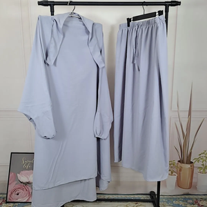 <span class=keywords><strong>Hifive</strong></span> femmes 2 pièces ensemble musulman prière vêtement Abaya longue Khimar Hijab robe Eid Ramadan robe Abayas dubaï Islam vêtements - Product Image 3