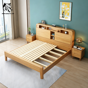 china supply lowest price custom logo large stock ship immediately storage <b>bed</b> new fashion bedroom furniture wood full <b>size</b> <b>bed</b> - Product Image 2