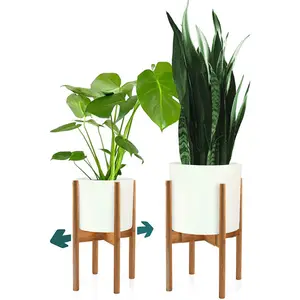 8-12 inch modern stand wooden and bamboo planter pot flower pot stand with pot