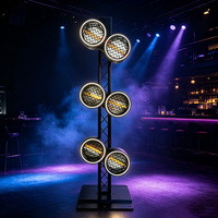 Projecteur de scène LED vintage puissant à 6 directions rotatives, effet halo RGB/jaune à lueur chaude, contrôle DMX pour DJ, théâtre, studio, salle de bal