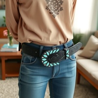 2025 Neuer Damen-Ledergürtel in Türkis mit Legierungsschnalle im Western-Stil für Kleider und Jeans