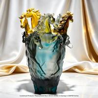 Vase Cheval au Galop en Verre Ambré Liuli, Sculpture en Cristal Faite à la Main, Décoration de Table de Luxe pour la Maison, Ornement Cadeau d'Entreprise Personnalisé avec Logo