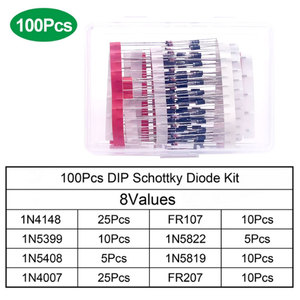 100/200PCS 정류기 다이오드 쇼트키 다이오드 키트 1N4007 1N4148 1N5408 1N5819 1N5822 1N4001 1N4004 1N5404 FR107 FR207 고속 스위칭 - Product Image 3