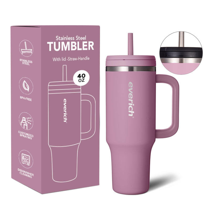 Everich Custom logo 40oz Tumbler With Straw 40 oz Stainless Steel ...
