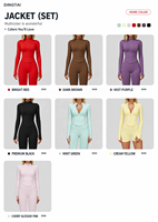Ensemble de yoga sans couture certifié GCC Dingtai, 3 pièces, soutien-gorge de sport pour femmes, short, veste à fermeture éclair à manches longues, vêtements de sport respirants
