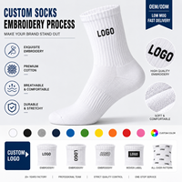 Chaussettes de sport personnalisées OEM ODM, processus de broderie jacquard, chaussettes mi-mollet, logo personnalisé, chaussettes athlétiques en coton, faible MOQ