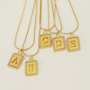 ZOGXIN Diamond Letter Necklace 18k Gold Plated Square Pendant With English Alphabet For Women Everyday Wear - Product Image 2