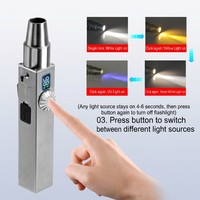Linterna UV 365nm 4 en 1 para Identificación de Jade con Pantalla Digital de Potencia, Probador de Joyas de Acero Inoxidable, USB, IP65, Ámbar, Esmeralda
