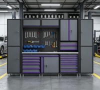 Gabinete de Herramientas de Acero Modular Integrado de Alta Resistencia, Adecuado para Soluciones de Almacenamiento, Banco de Trabajo Metálico Profesional para Taller Automotriz