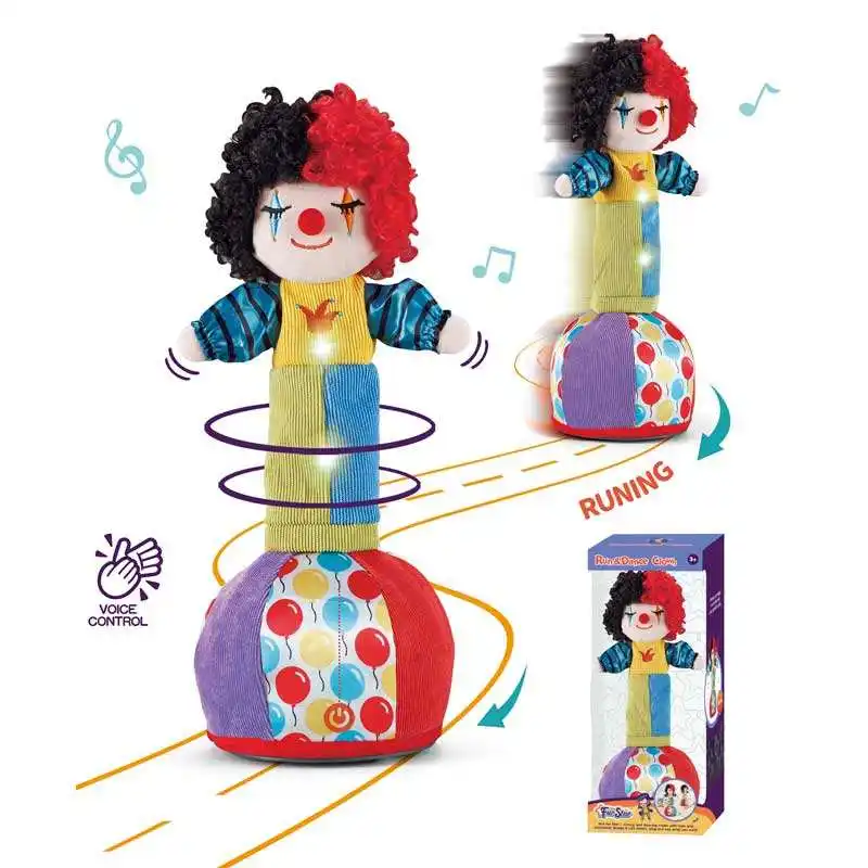 Elektrische Dansende Clown Pop Speelgoed Zacht Gevulde Muzikale Clown Speelgoed Opnemen Herhaalde Pratende Knuffels Voor Baby Cadeau