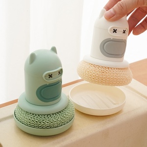 Sponge <b>Brush</b> with Soap Dispenser Refillable Pot <b>Brush</b> Efficient Cleaning Tool for Home Kitchen - Product Image 5
