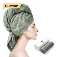 Serviette Turban Personnalisée LD en Microfibre Gaufrée Douce, Séchage Rapide, Écologique, Couleur Unie, pour Adulte, pour la Douche et le Bain